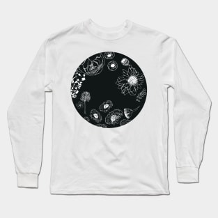 Black Florals Long Sleeve T-Shirt